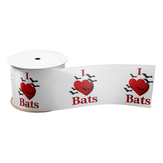 Ruban En Satin I Heart Bats (Bobine)