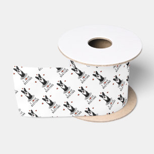 Ruban En Satin I Love Bostons - Boston Terriers (noir & blanc)