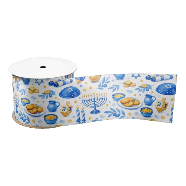 Ruban En Satin Icônes de célébration de Hanukkah  (Bobine)