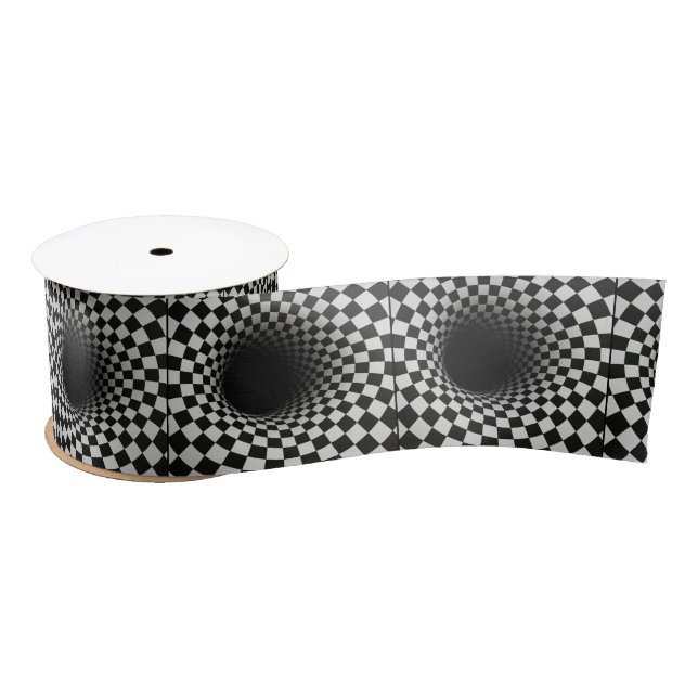 Ruban En Satin Illusion optique trou noir et blanc (Bobine)