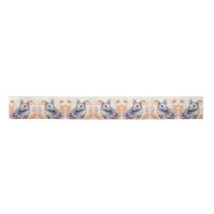 Ruban En Satin Illustration aquarelle de souris mignonne 