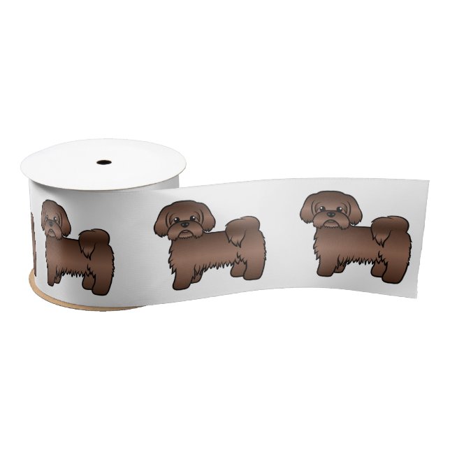 Ruban En Satin Illustration Brown Chih Tzu Cute Cartoon Chien  (Bobine)