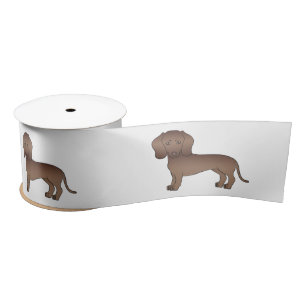 Ruban En Satin Illustration Brown de manteau lisse Dachshund mign
