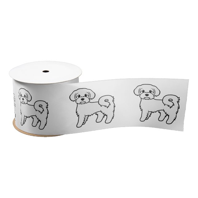 Ruban En Satin Illustration de chien de dessin mignon maltais (Bobine)