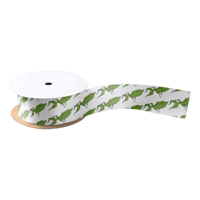 Ruban En Satin Illustration de dessin d'insecte des feuilles vert (Bobine)