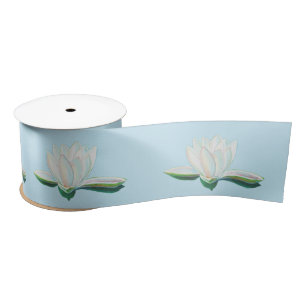 Ruban En Satin Illustration de Lotus blanc bleu clair