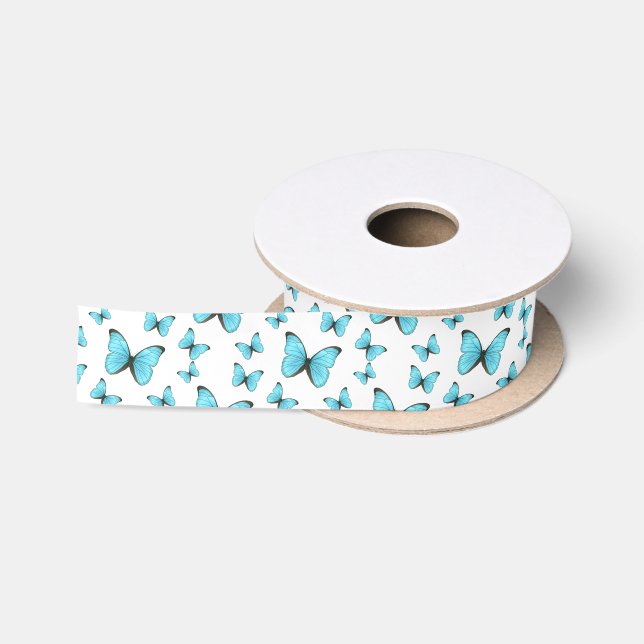 Ruban En Satin Illustration de papillons Morpho (Bobine)