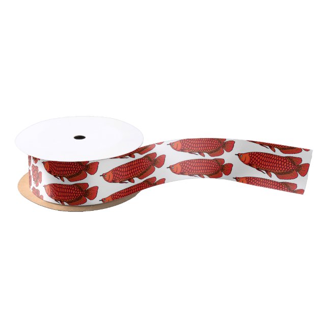Ruban En Satin Illustration de poisson Arowana rouge de dessin an (Bobine)