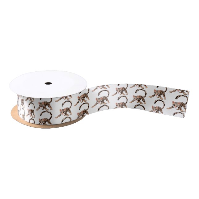 Ruban En Satin Illustration d'ocelot mignon (Bobine)