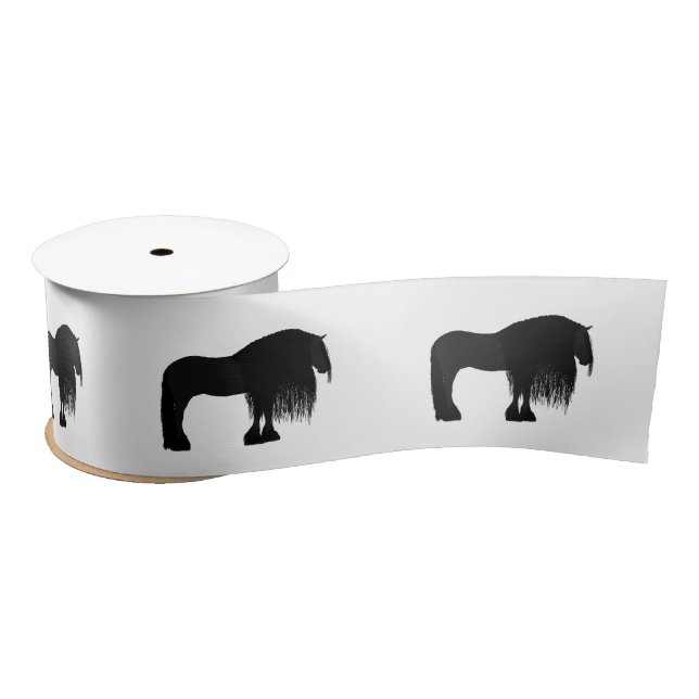Ruban En Satin Illustration moderne du cheval friésien (Bobine)
