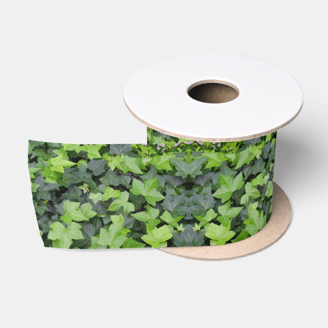 Ruban En Satin Impression botanique de lierre vert (Bobine)