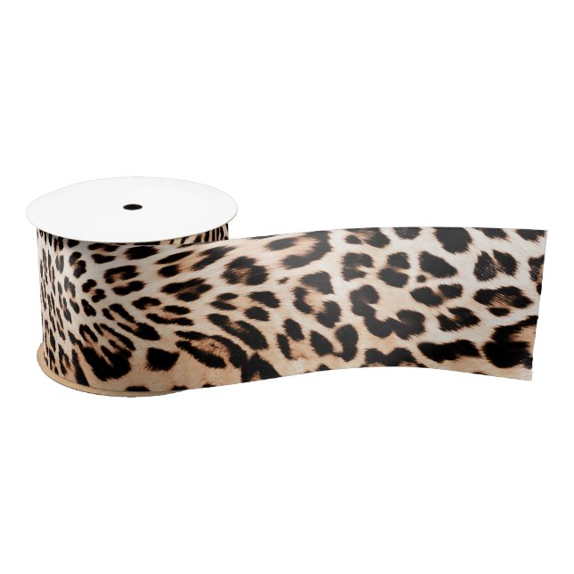 Ruban En Satin Impression de fourrure Leopard (Bobine)