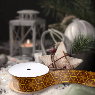 Ruban En Satin Impression de miel dans les tons chauds