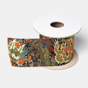 Ruban En Satin Impression de textile de dragon chinois vintage Ar