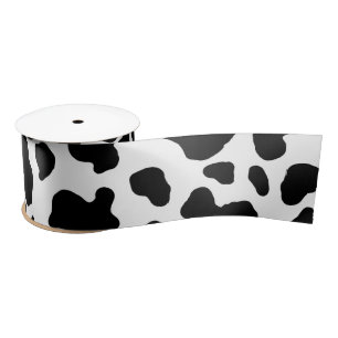 Ruban En Satin Impression de vache noire et blanche