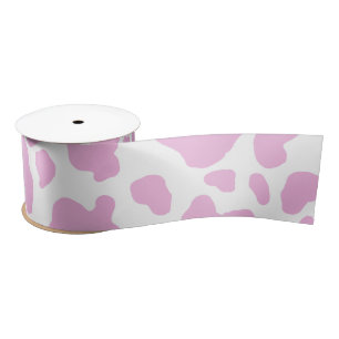 Ruban En Satin Impression de vache rose