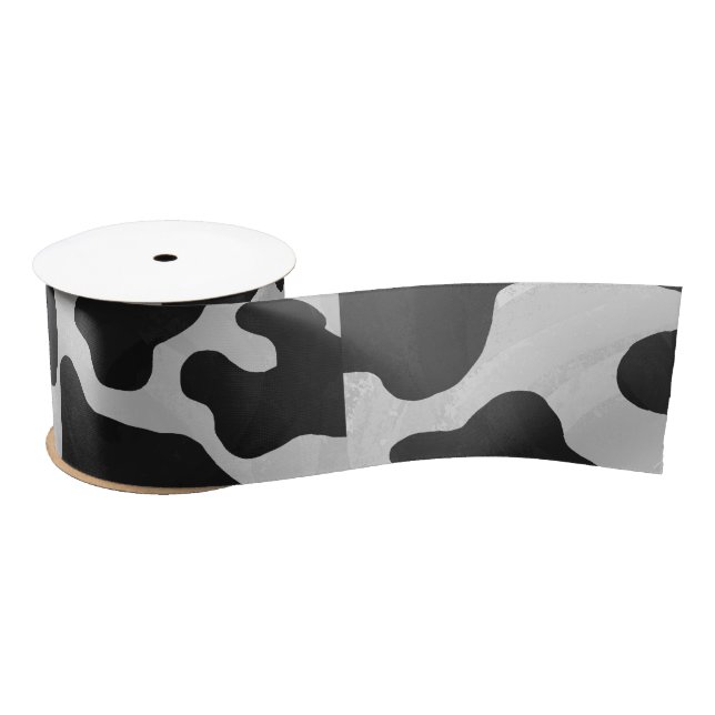Ruban En Satin Impression noire et blanche de vache (Bobine)