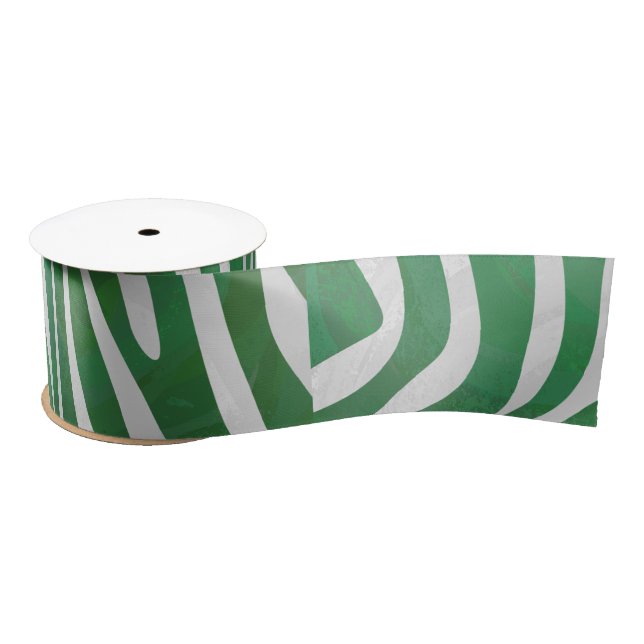 Ruban En Satin Impression verte et blanche Zebra (Bobine)