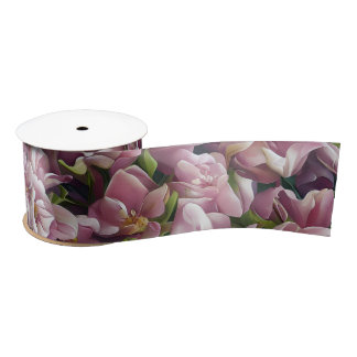 Ruban En Satin Impressions fleurs sauvages
