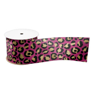 Ruban En Satin Imprimé Léopard Rose Gras Motif Animal Glamour