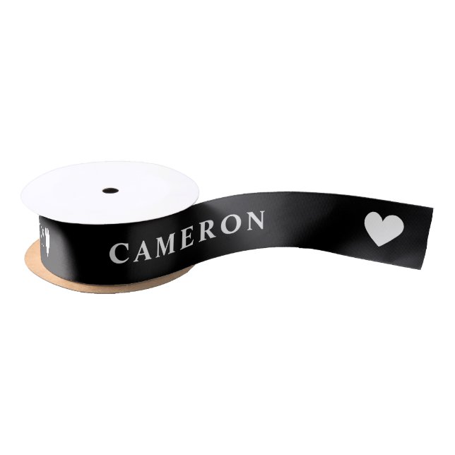 Ruban En Satin In Loving Memory | Black Ribbon with Name (Bobine)