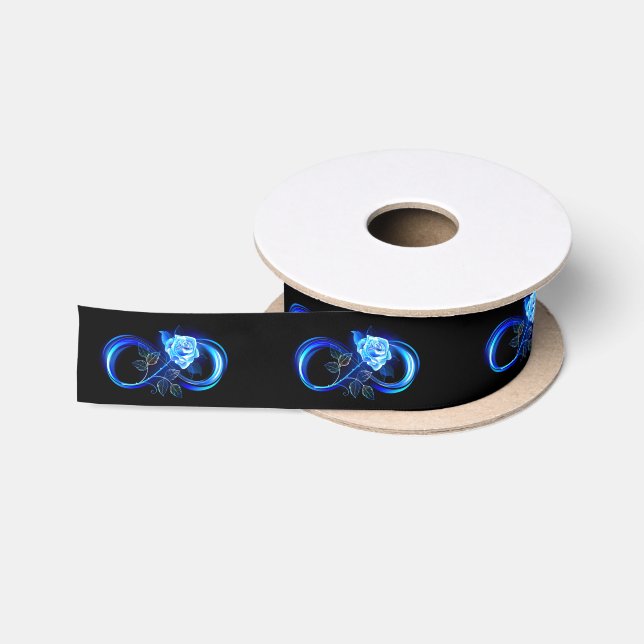 Ruban En Satin Infini lumineux avec rose bleue (Bobine)