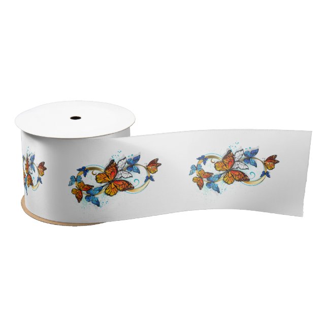 Ruban En Satin Infinité de papillons monarques (Bobine)