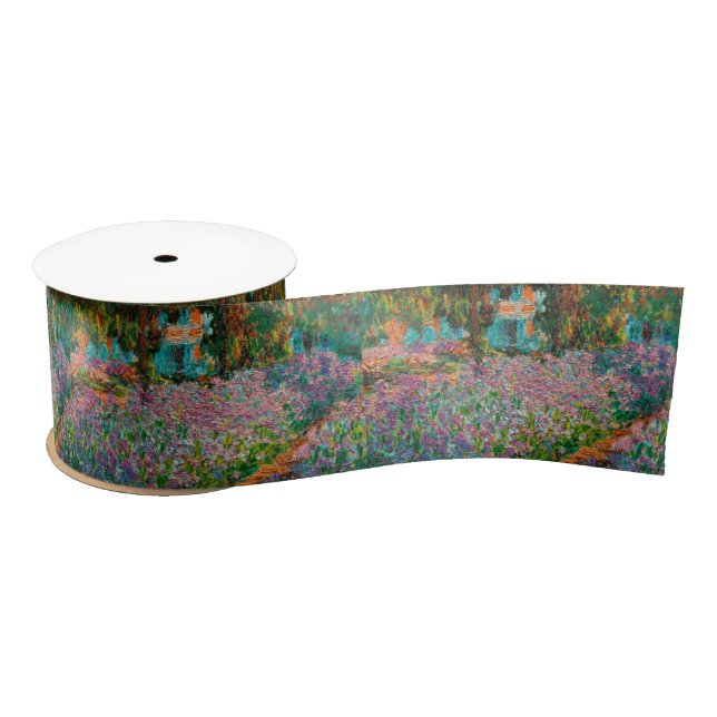 Ruban En Satin Iris Jardin Monet Giverny fleurs (Bobine)
