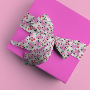 Ruban En Satin Jardin floral aquarelle fuchsia