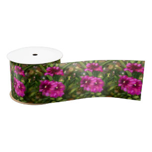 Ruban En Satin Jardin Floral Dahlia Fleurs Magenta
