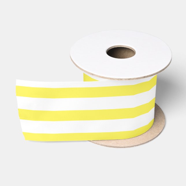 Ruban En Satin Jaune et blanc rayures joyeuses (Bobine)