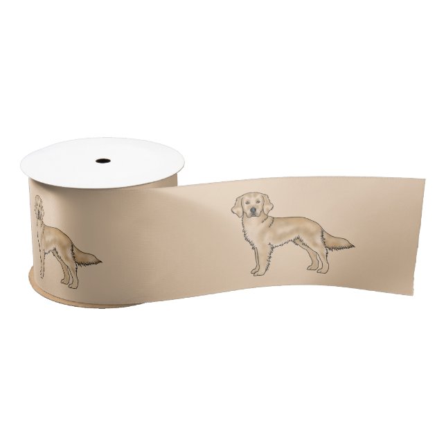 Ruban En Satin Jaune Golden Retriever mignon Chiens caricaturés B (Bobine)