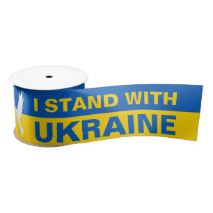 Ruban En Satin Je me tiens avec l'Ukraine Pavillon ukrainien Dove