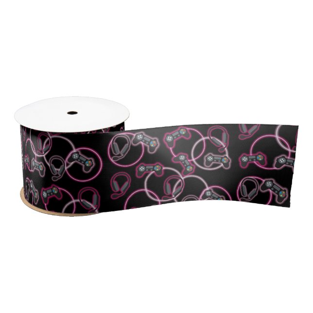 Ruban En Satin Jeu vidéo Neon Rose Girls Motif (Bobine)