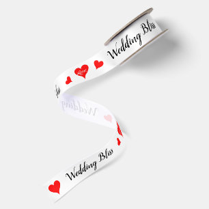 Ruban En Satin Joie de mariage doux Cœurs rouges 1,5"