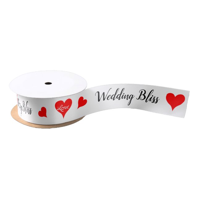 Ruban En Satin Joie Douce de Mariage Cœurs Rouges Amour (Bobine)