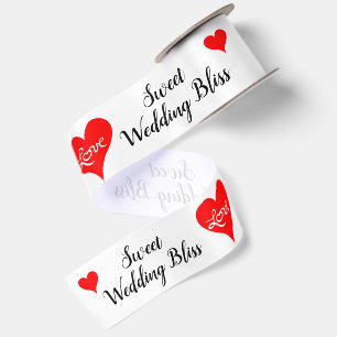 Ruban En Satin Joie Douce de Mariage Cœurs Rouges Amour