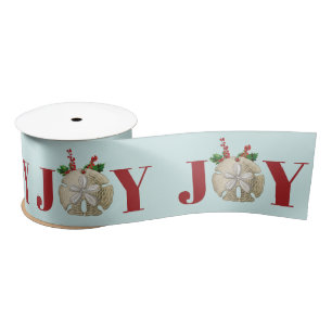 Ruban En Satin Joie Noël Sable Dollar Holly Berries Côte