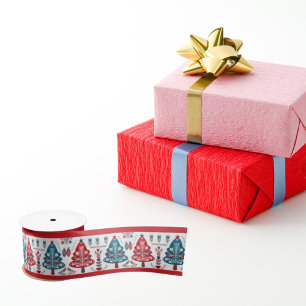 Ruban En Satin Joli arbre de Noël scandinave en art folklorique r