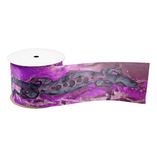 Ruban En Satin Joli BALI LIZARD Design violet + vos idées (Bobine)
