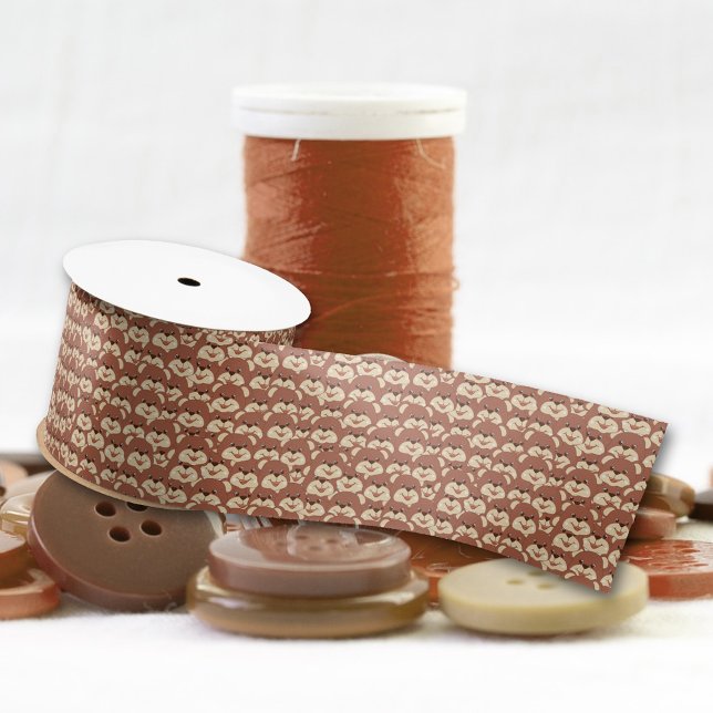 Ruban En Satin Joli Brown visage ours sans couture Motif (Créateur téléchargé)