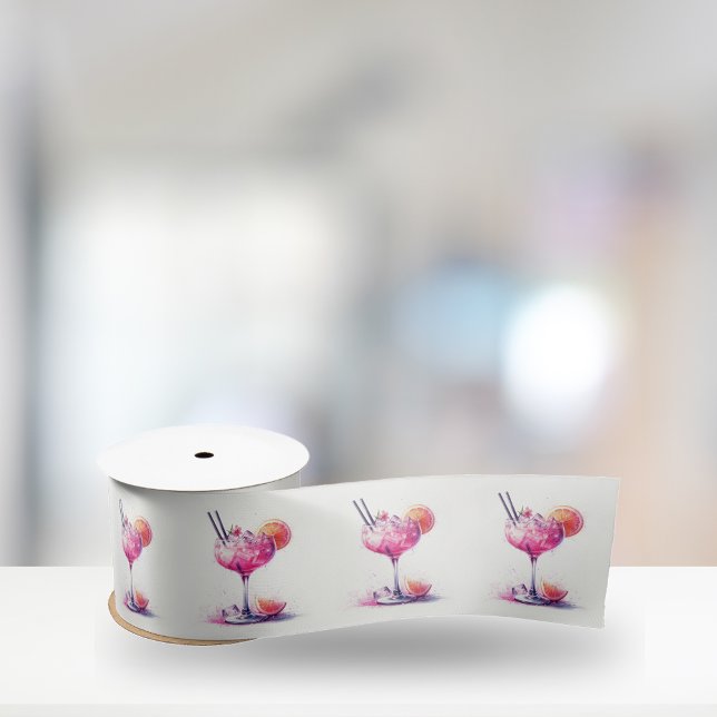 Ruban En Satin Joli cocktail à thème rose (Créateur téléchargé)