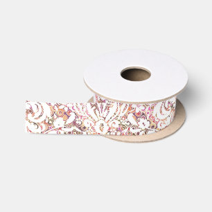 Ruban En Satin Joli design floral vintage rose blanc