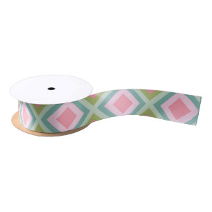 Ruban En Satin Joli diamant abstrait rose pastel bleu vert