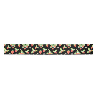 Ruban En Satin Joli motif botanique aquarelle de fraise