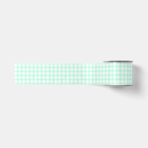 Ruban En Satin Joli motif carreaux vert de mer rétro