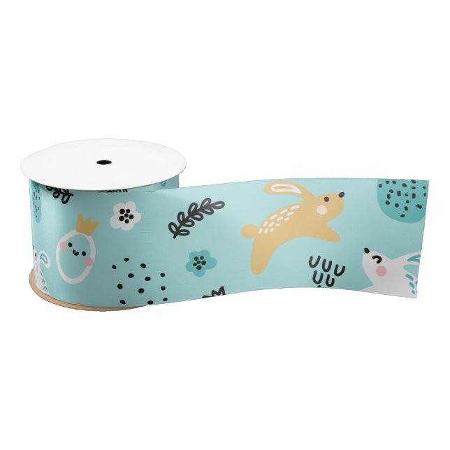 Ruban En Satin Joli motif de lapin de Pâques Lapins kawaii Œufs (Bobine)