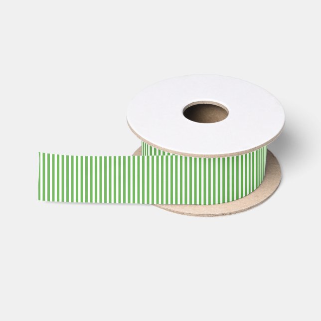 Ruban En Satin Joli motif de rayure de cabane de vert de feuille (Bobine)