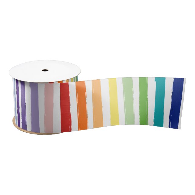 Ruban En Satin Joli Rainbow Stripe Motif Anniversaire (Bobine)