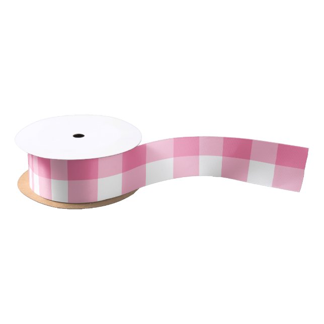 Ruban En Satin Joli rose En vichy Motif (Bobine)